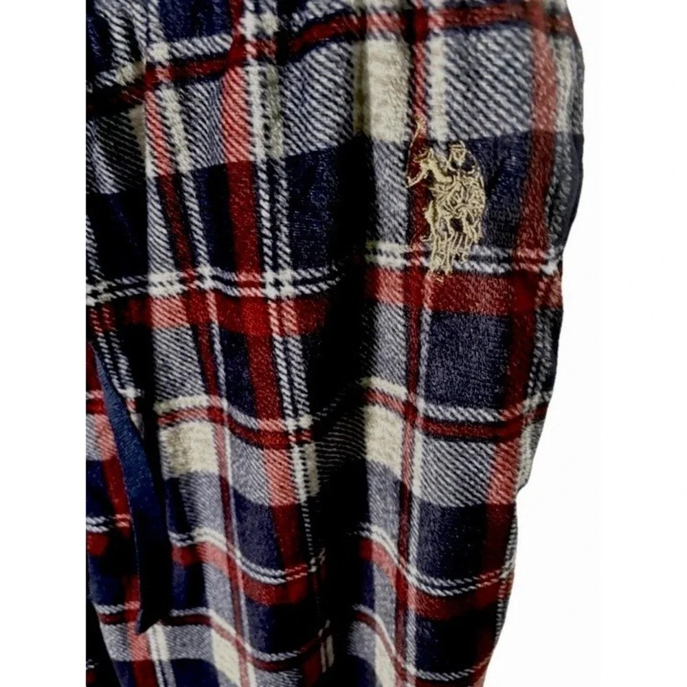 Polo Assn Sleepwear L Men Bottoms Plaid Velour Pyjama Loungewear  Christmas Pony